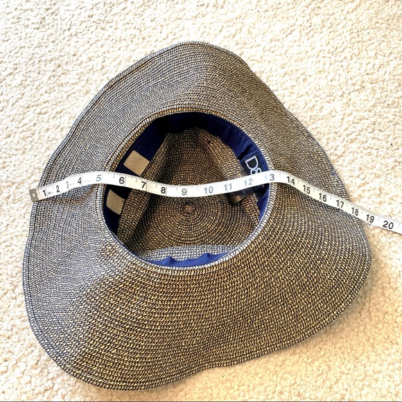 D&Y Navy/Brown Combo 100% Paper Floppy Sun Hat - Picture 11 of 13